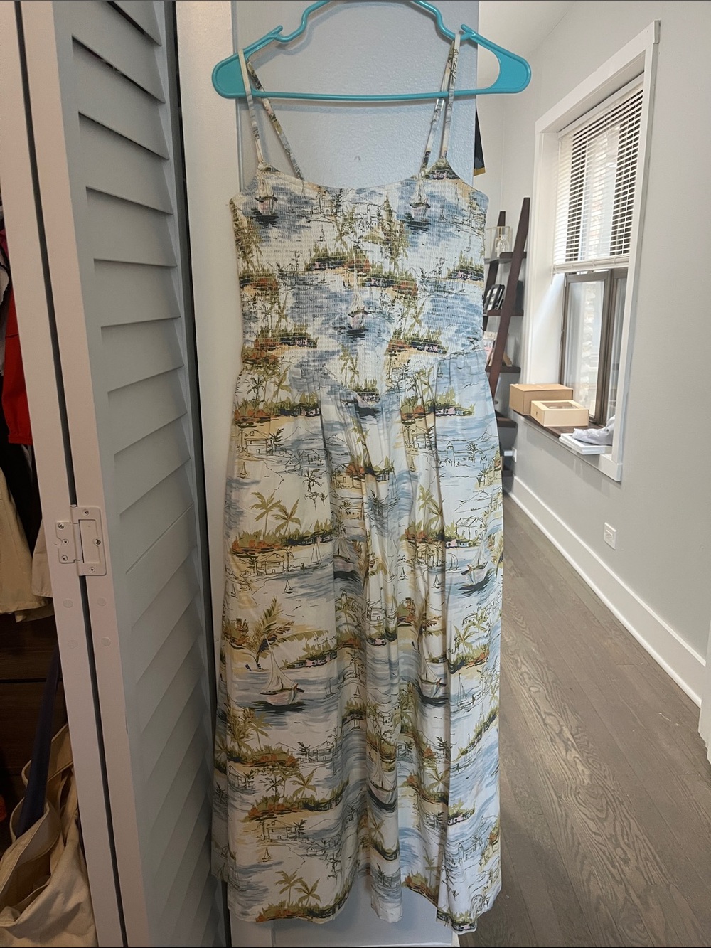 Abercrombie & Fitch Light Blue Tropical Print Midi Sundress